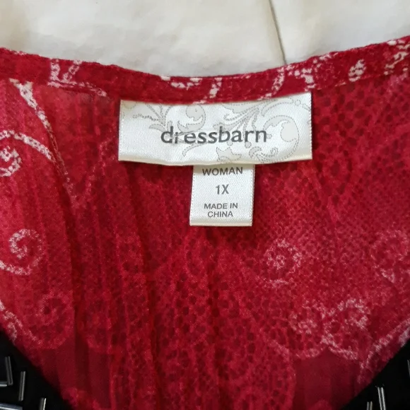 Dress Barn women's size 1x red and black Bohemian tunic - Picture 6 of 6